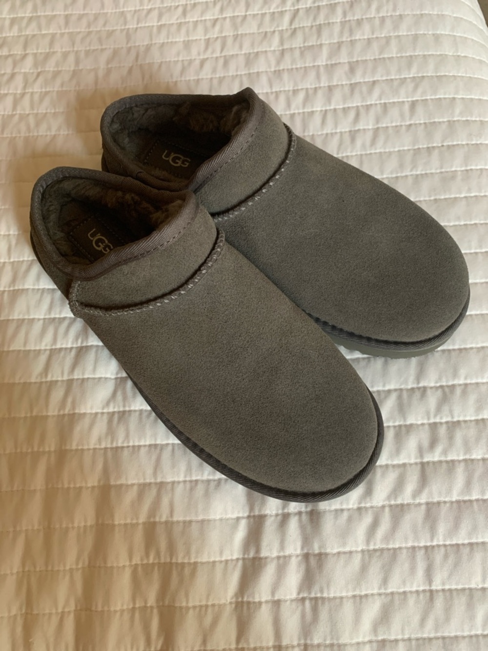 New!UGG Charcoal Suede Shearling Slip-On 
New Without Box